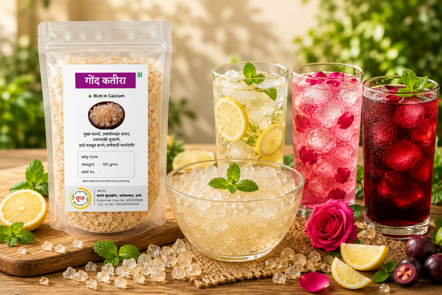 Gond Katira with Summer Drinks